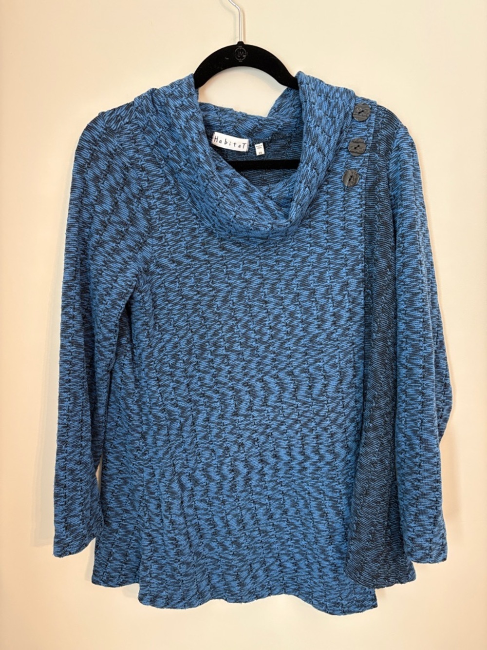 Habitat Blue Marled Cowl Sweater with Button Shoulder Detail